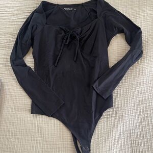 Abercrombie & Fitch Black Long Sleeve Bodysuit size large